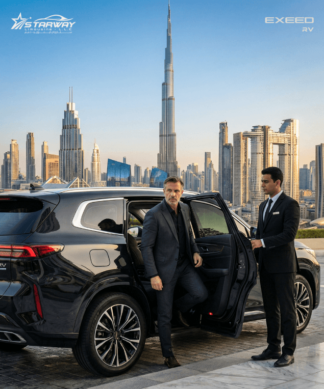 Starway chauffeur holding the door of a luxury car